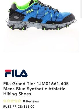 Fila Grand Tier Men's Blue Athletic Trail Shoes with Neon Green Accents